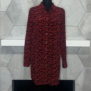 Equipment Femme Essential Endless Heart Adalyn Button Up Silk Dress Cherry Red❤️